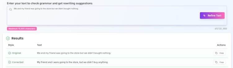 RefineSentence β Grammar & Rewrites gallery image
