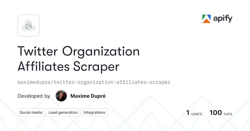 Twitter Organization Affiliates Scraper screenshot 1