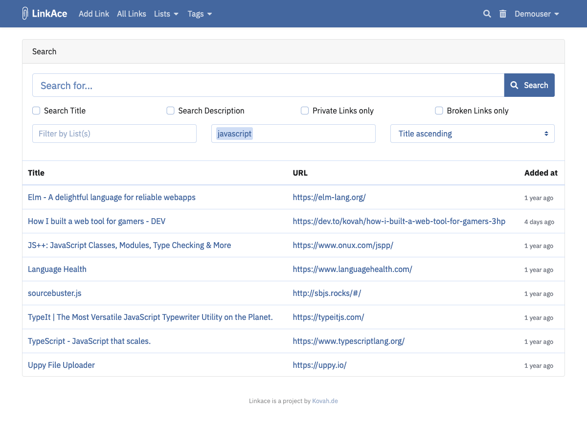 LinkAce gallery image