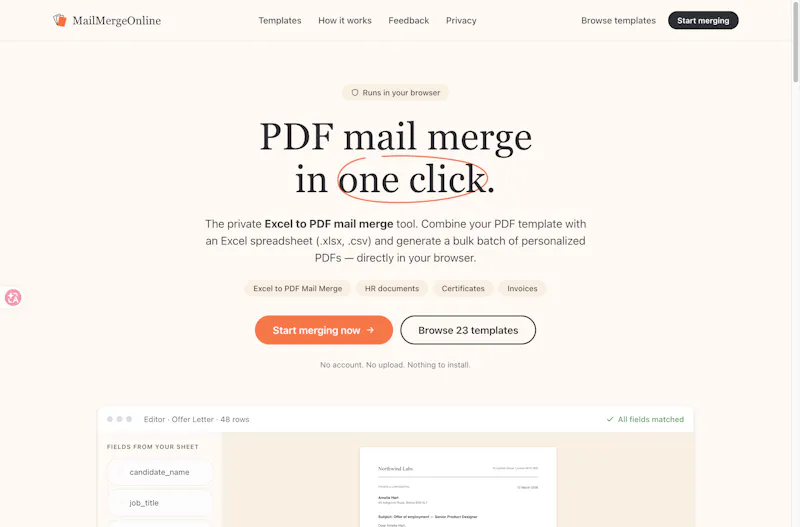 Mail Merge Online screenshot 1