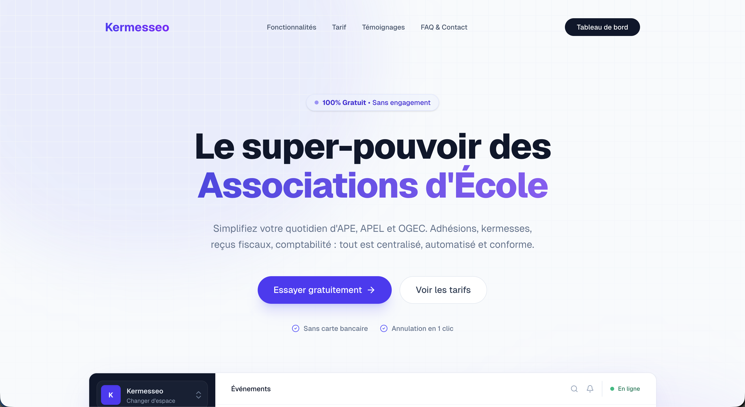 Kermesseo - Main product screenshot demonstrating key features and user interface