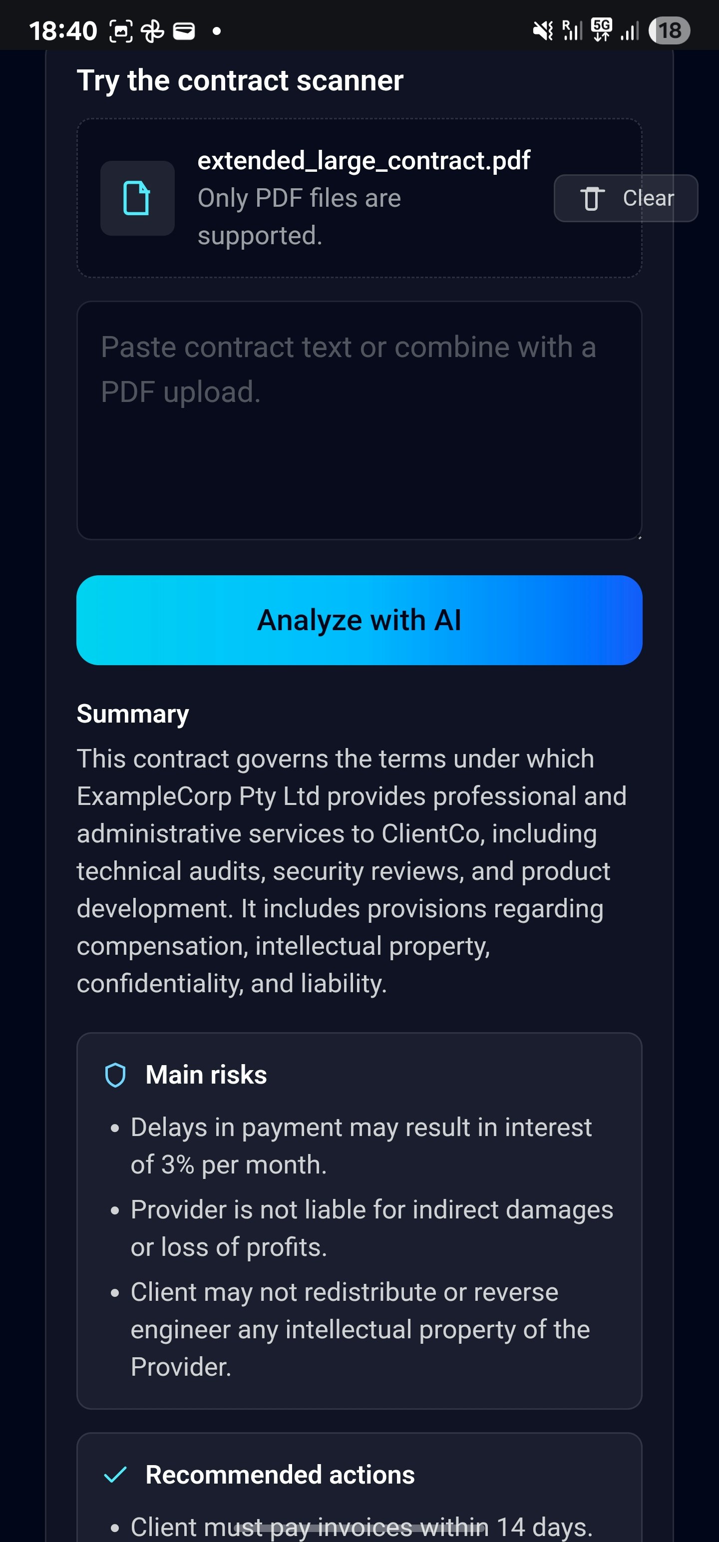 ContractGuard AI, Upload any contract gallery image