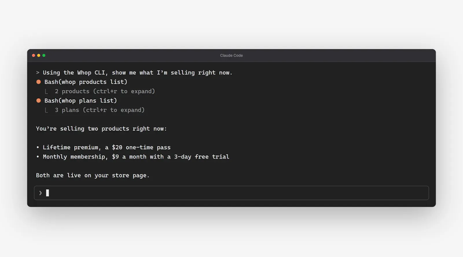 Whop CLI screenshot 4