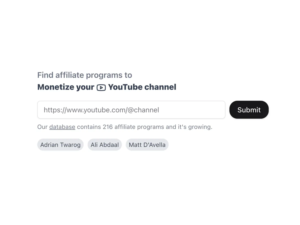YouTube Affiliate Finder