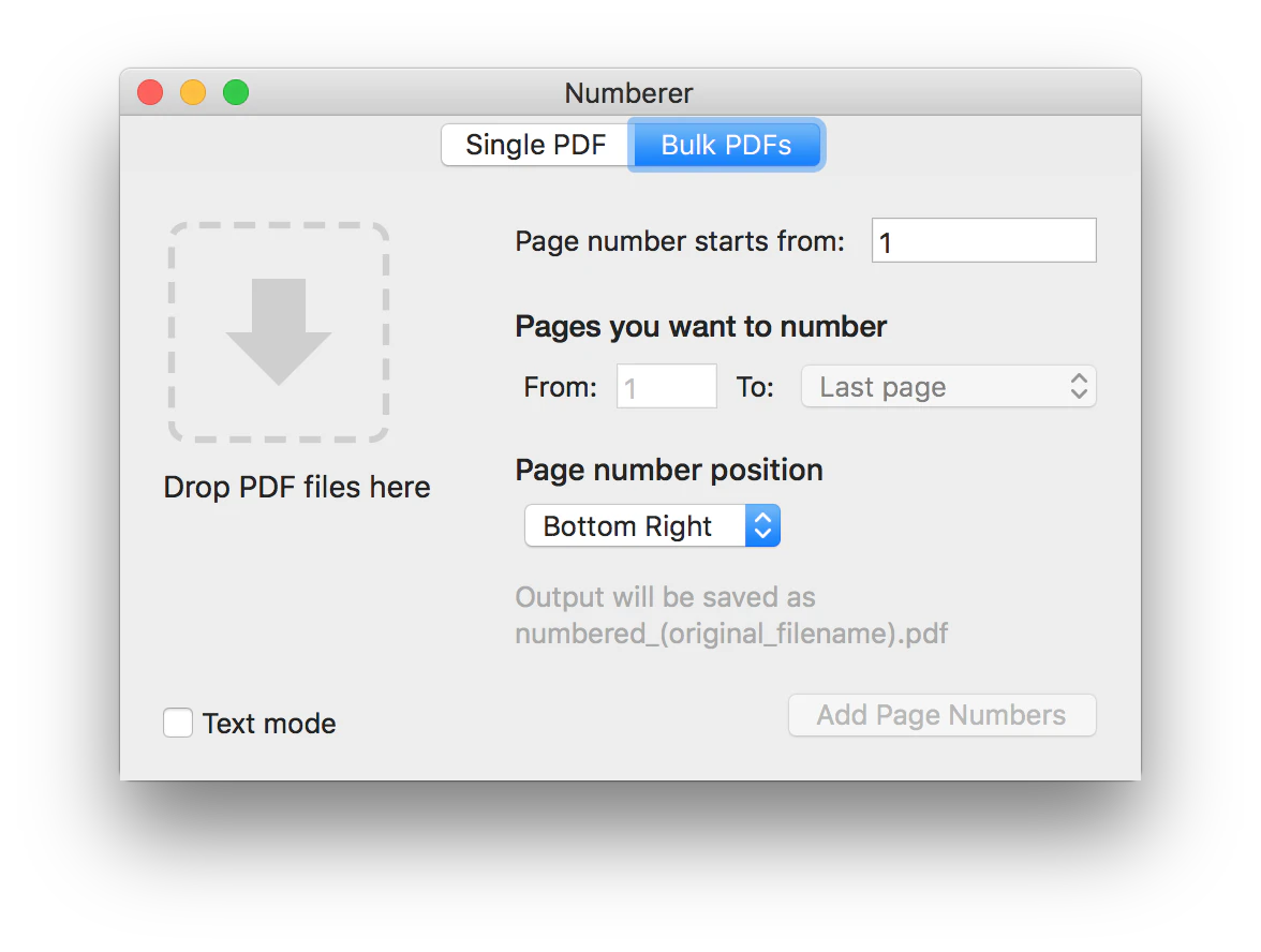 PDF Page Numberer + Text watermark