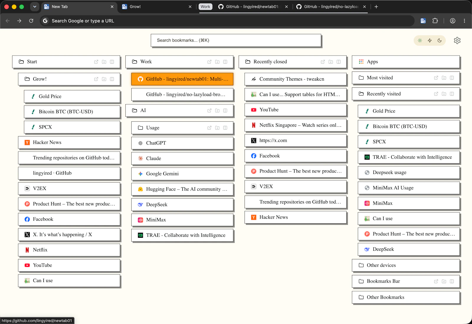 newtab01: Bookmark-driven chrome newtab screenshot 3