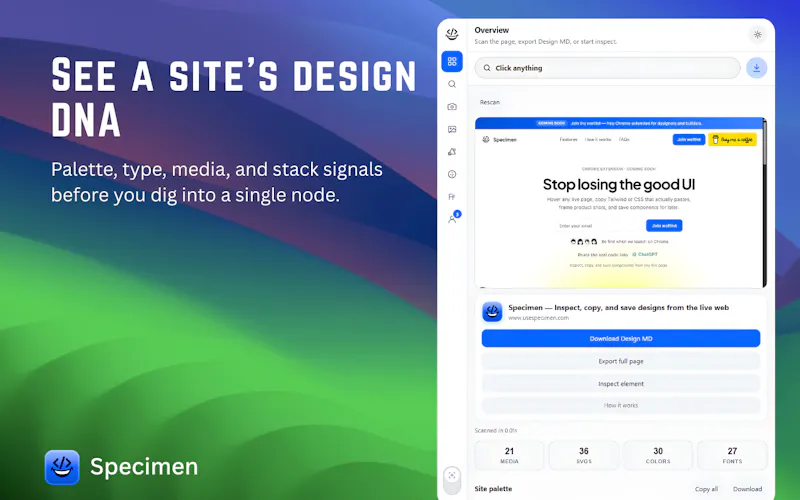 Specimen — Inspect & copy UI screenshot 2