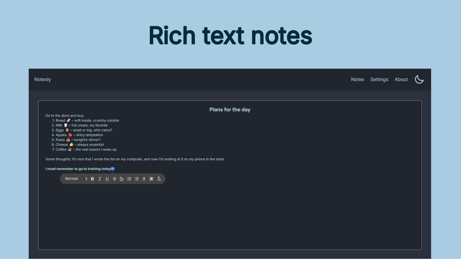 Notesly - Main product screenshot demonstrating key features and user interface