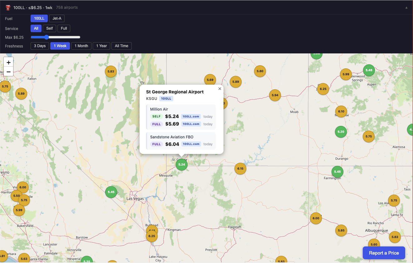 avgas.cheap — GA Fuel Prices Map gallery image