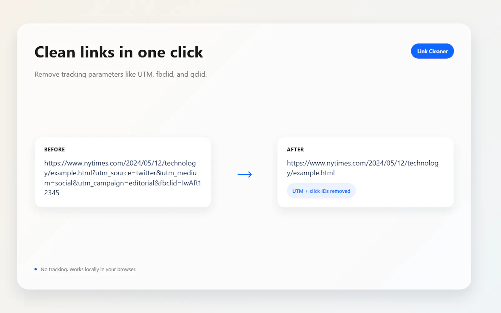 Clean Link (Chrome Extension) screenshot 1