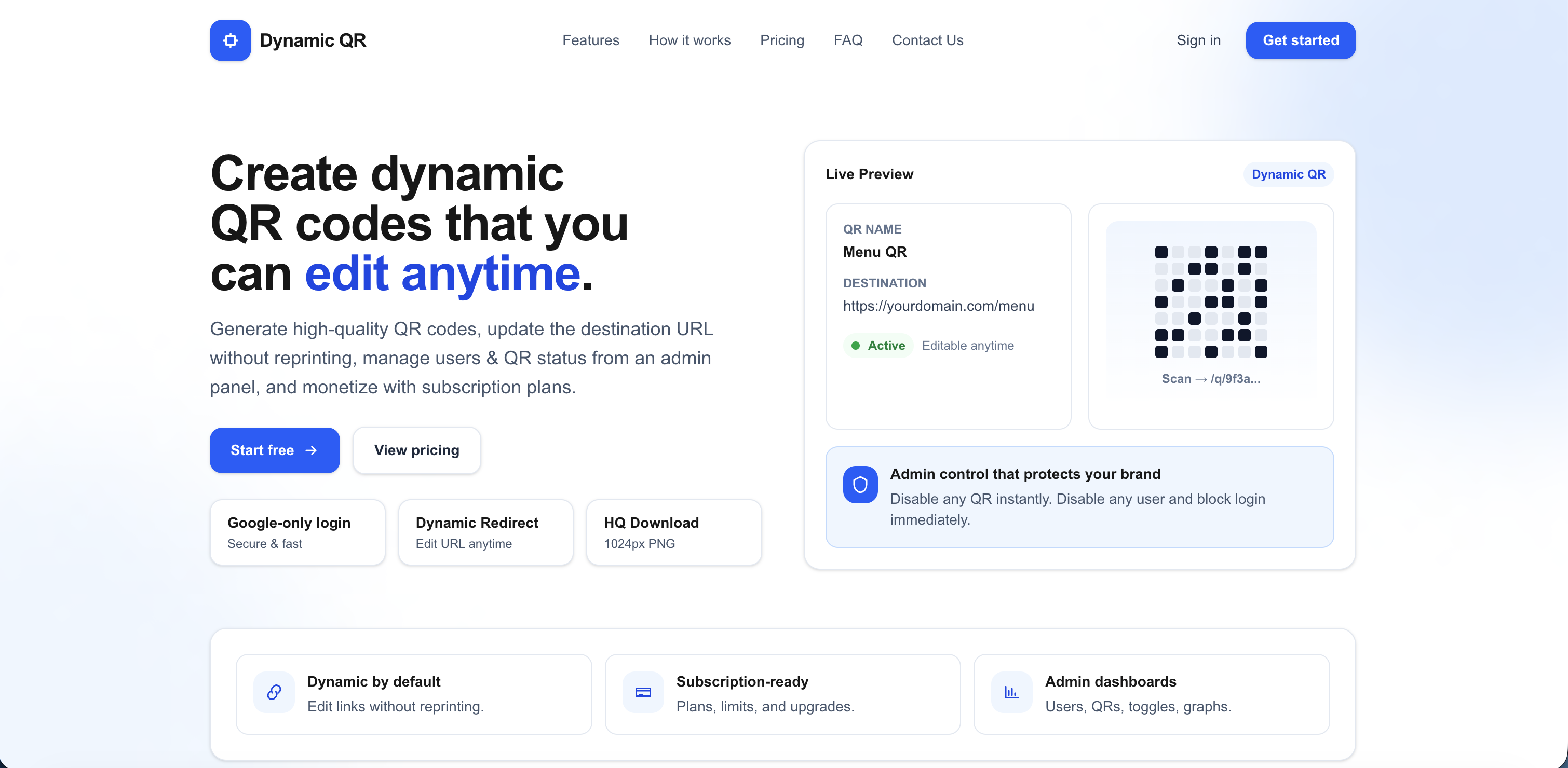 DynamicQR — Editable & Trackable QR Code - Main product screenshot demonstrating key features and user interface