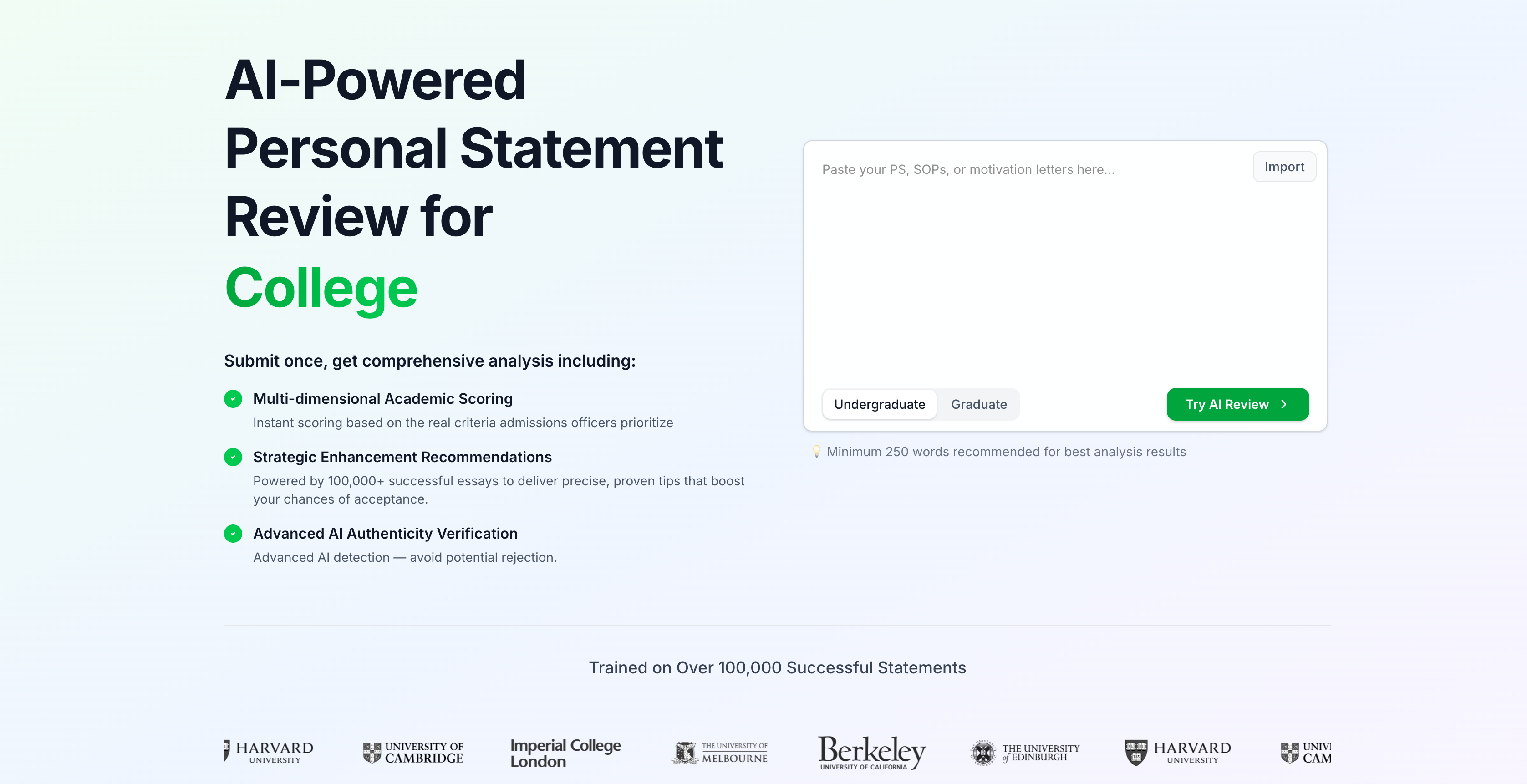Perfect van toepassing - Direct AI persoonlijke statement scoren en feedback. media 1