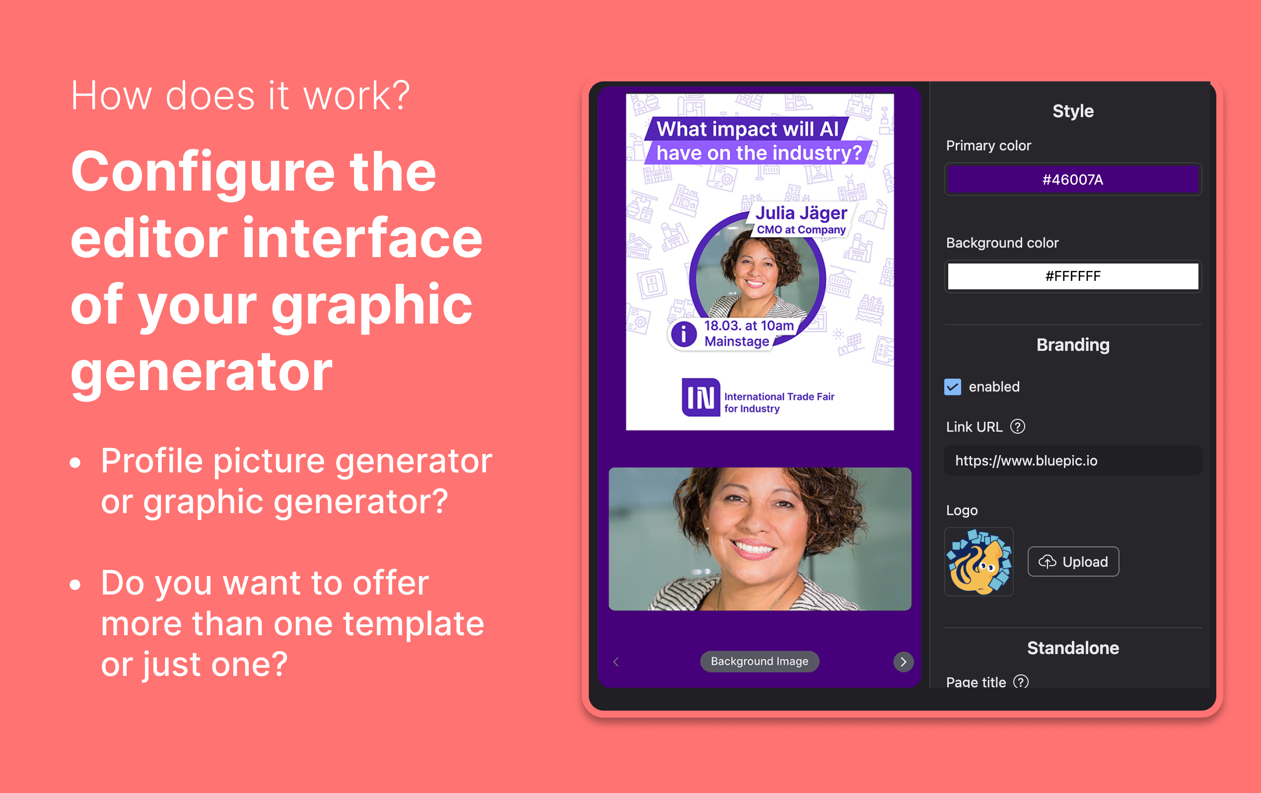 Incorporato bluepico - Incorporare generatori grafici di facile utilizzo su qualsiasi sito Web o app media 4