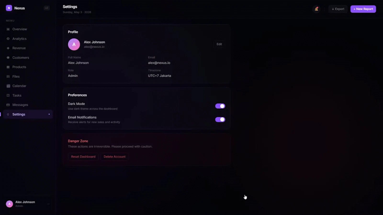 Nexus Dashboard screenshot 1 (video preview)