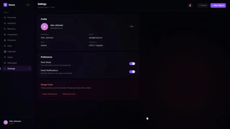 Nexus Dashboard screenshot 1 (video preview)