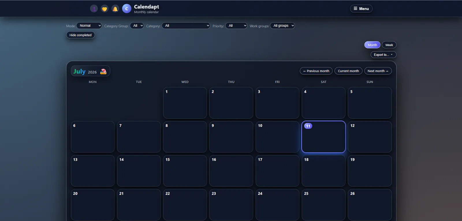 Calendapt screenshot 2