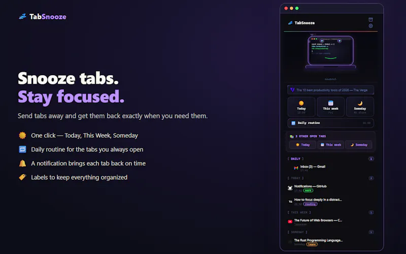 TabSnooze screenshot 2