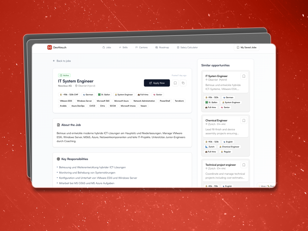 Mídia 4 de Jobs desenvolvedores de software na Suíça. - TI, empregos de desenvolvedor de tecnologia e software na Suíça.Devhire
