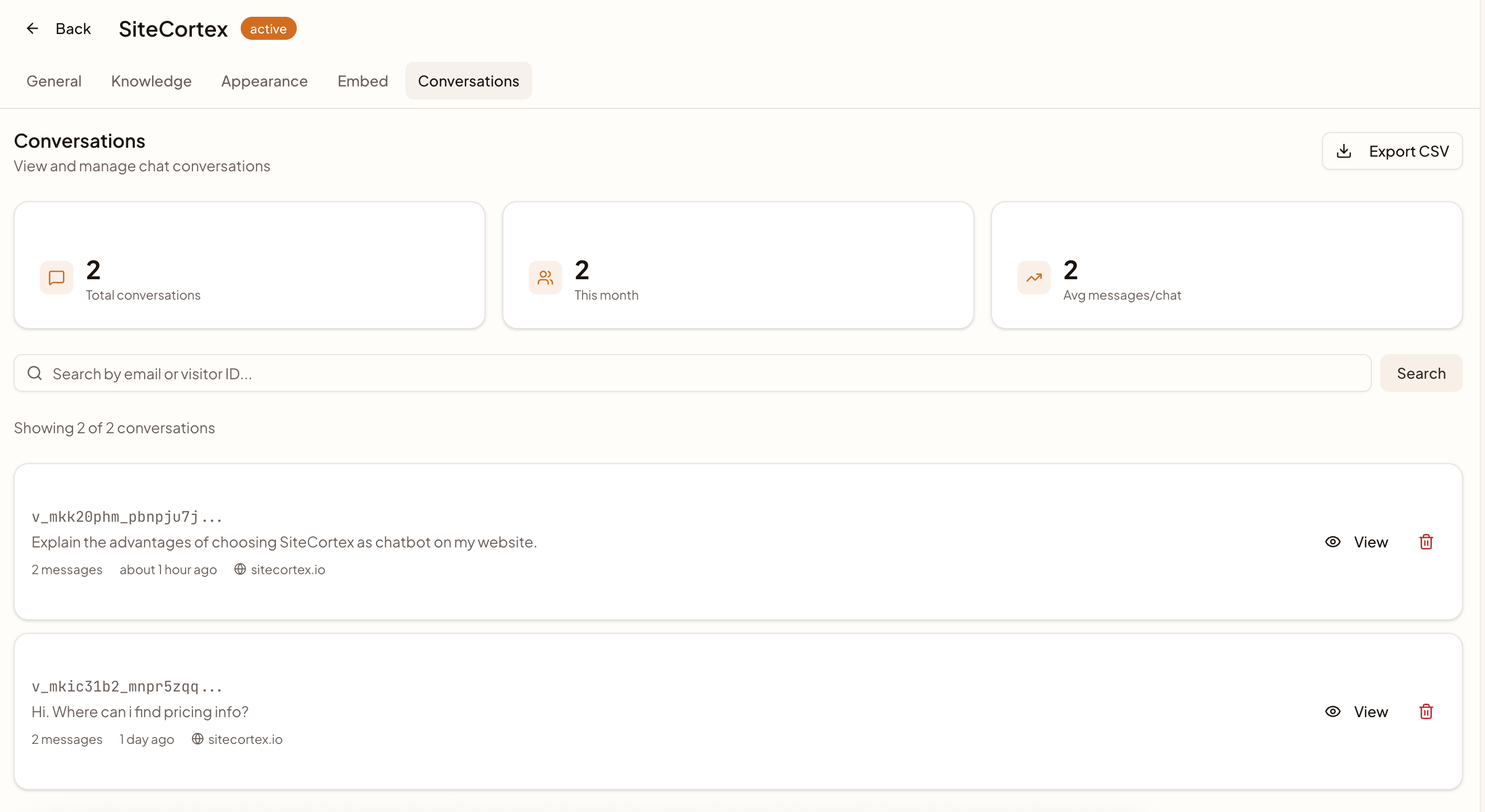 SiteCortex - Screenshot 4 showing product features and functionality