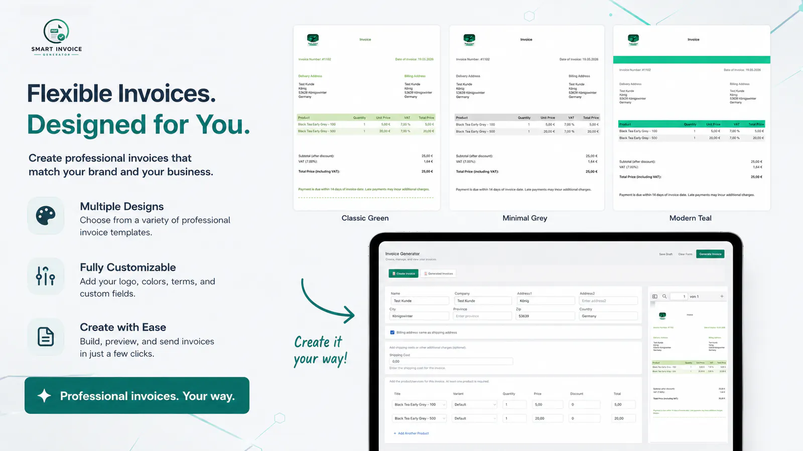 Smart Invoice PDF & Mail Bill