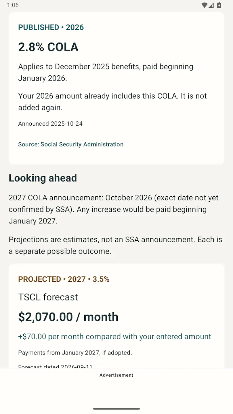 SSA Benefits COLA Increase Calculator gallery image