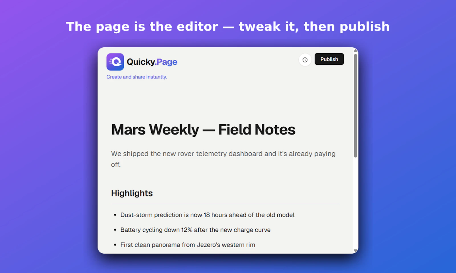 Quicky.Page screenshot 2
