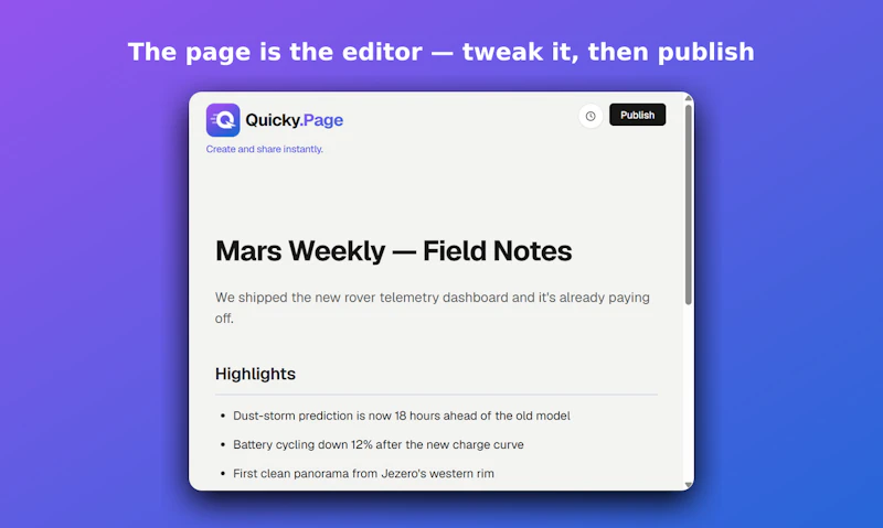 Quicky.Page screenshot 2