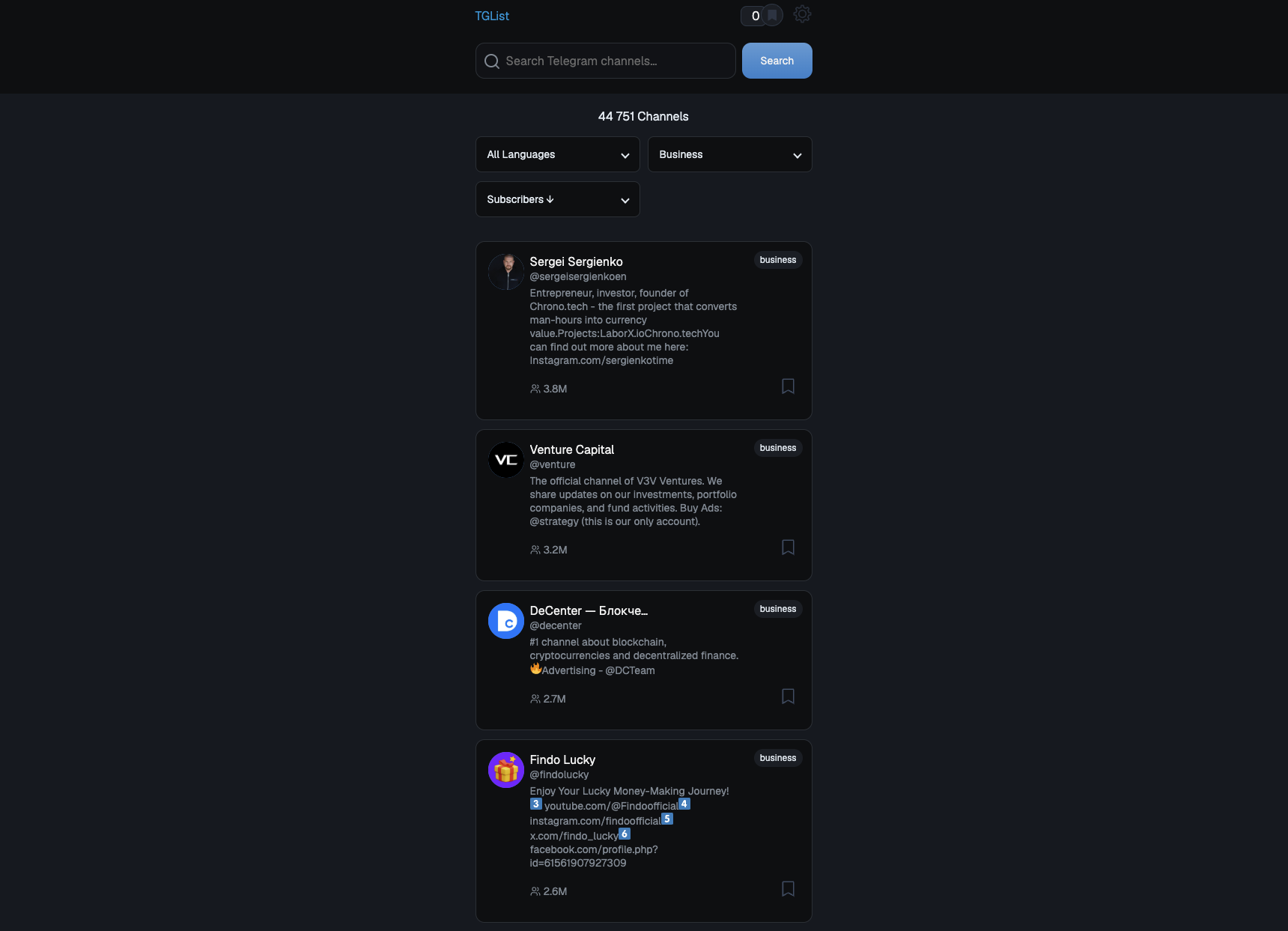 TGList - 2.3M+ Telegram Channels gallery image