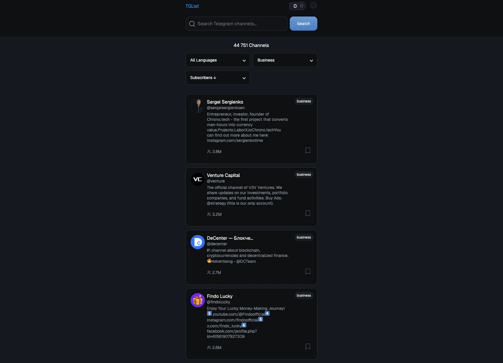 TGList - 2.3M+ Telegram Channels screenshot 4