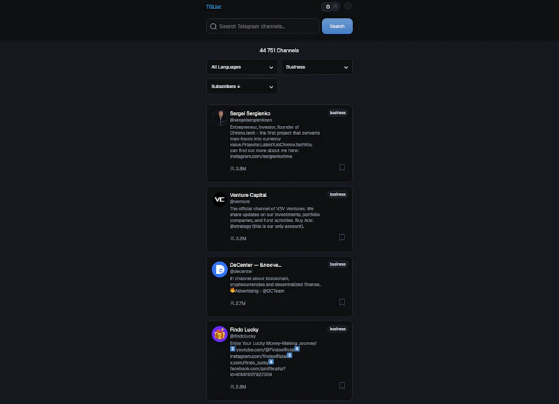 TGList - 2.3M+ Telegram Channels screenshot 4