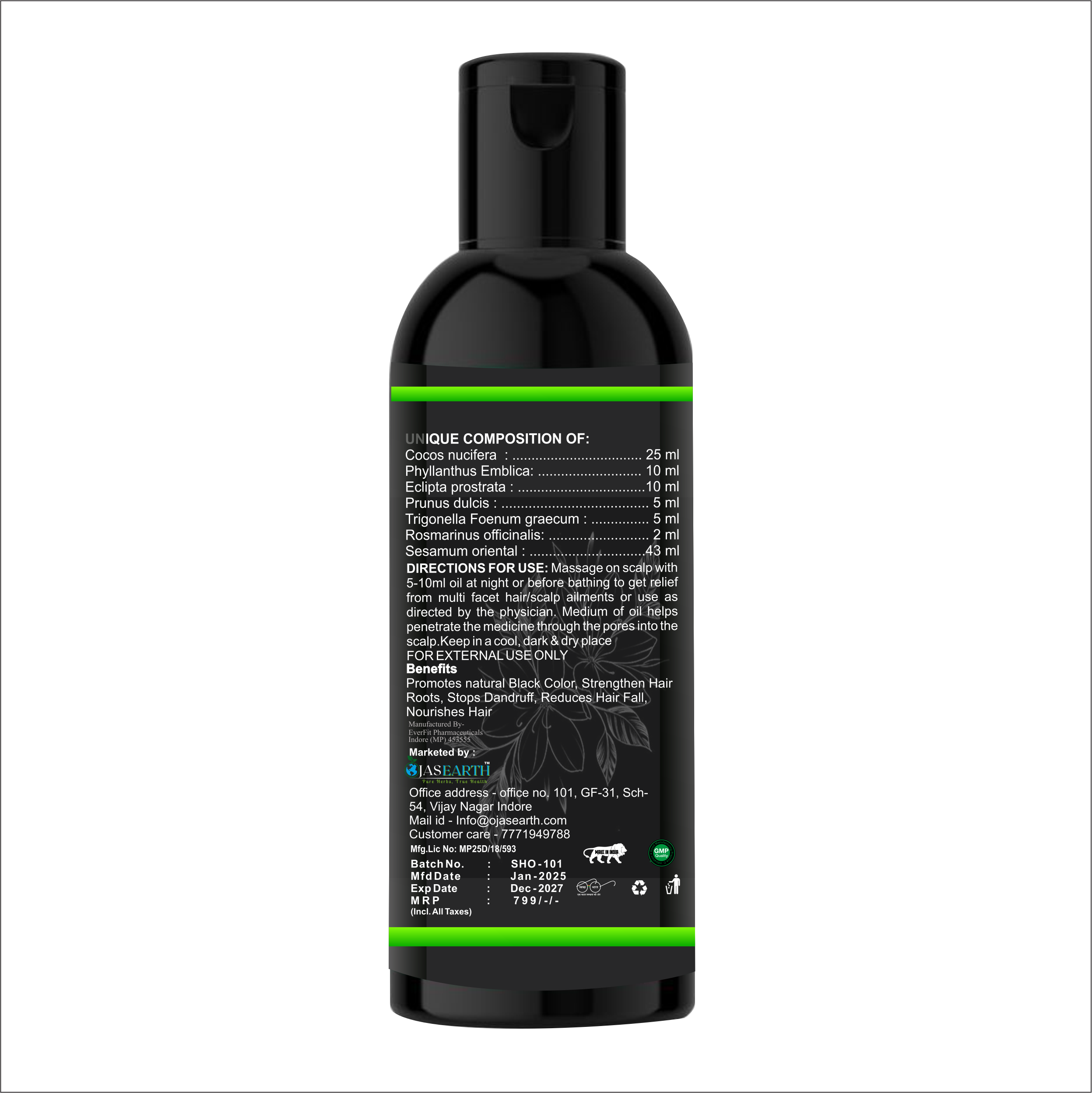 Ojas Earth - Pure Erbe, vera salute - Miglior olio per capelli ayurvedici per la crescita e il controllo delle cadute media 3