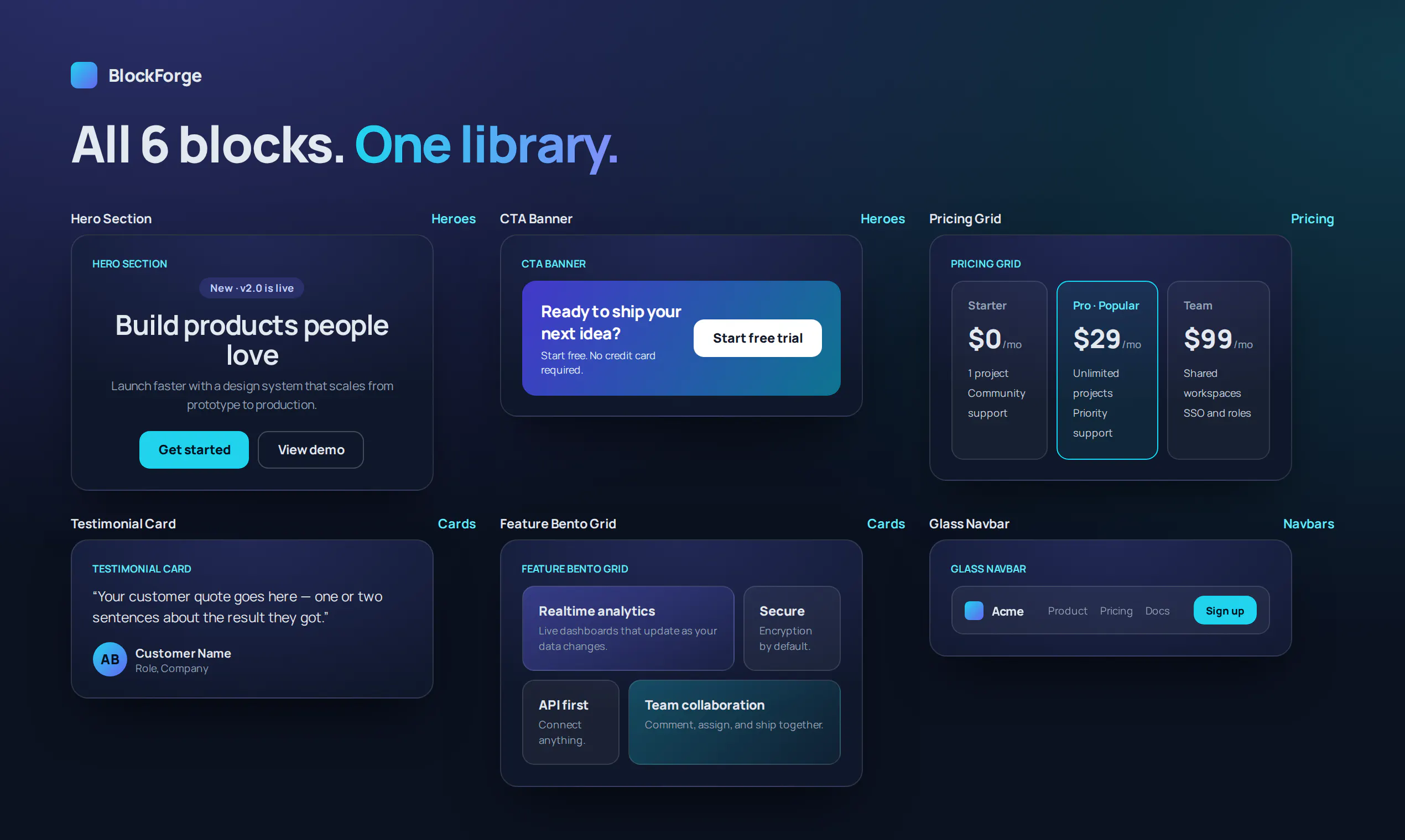 Tailwind SaaS UI Block Library gallery image