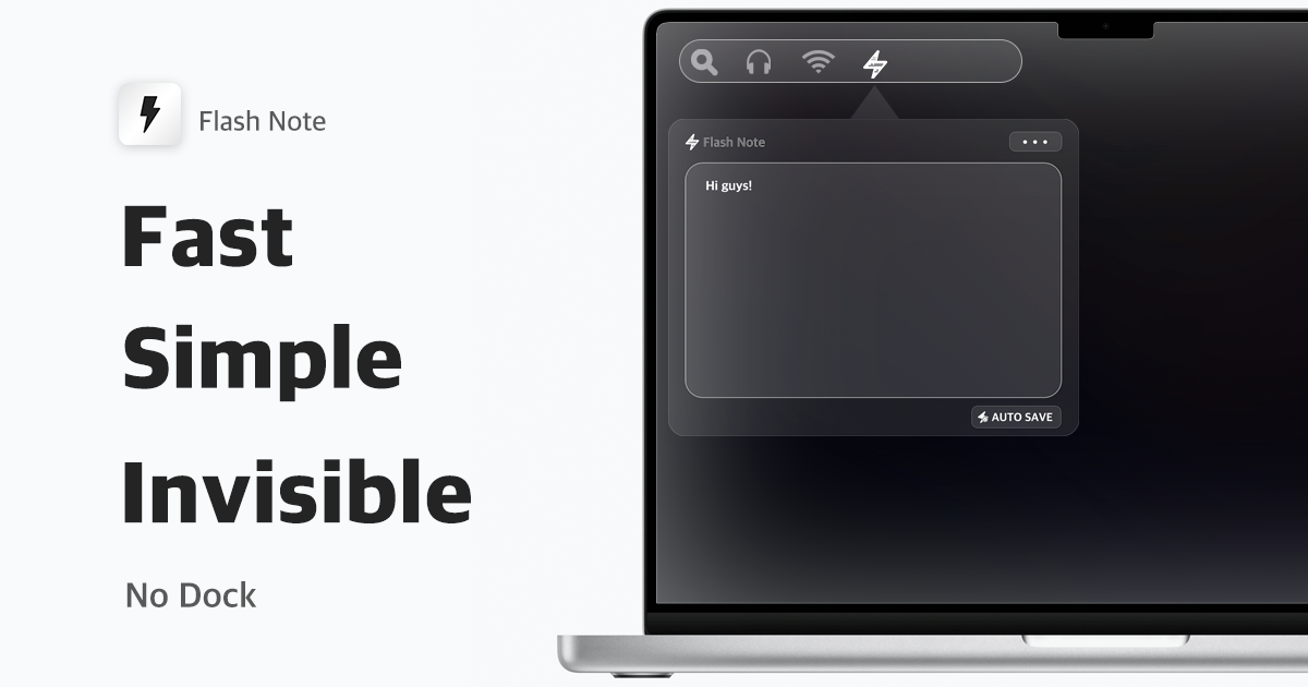 Flash Note – No dock - Fast, lightweight, and doesn’t take up your Dock (macOs) media 1