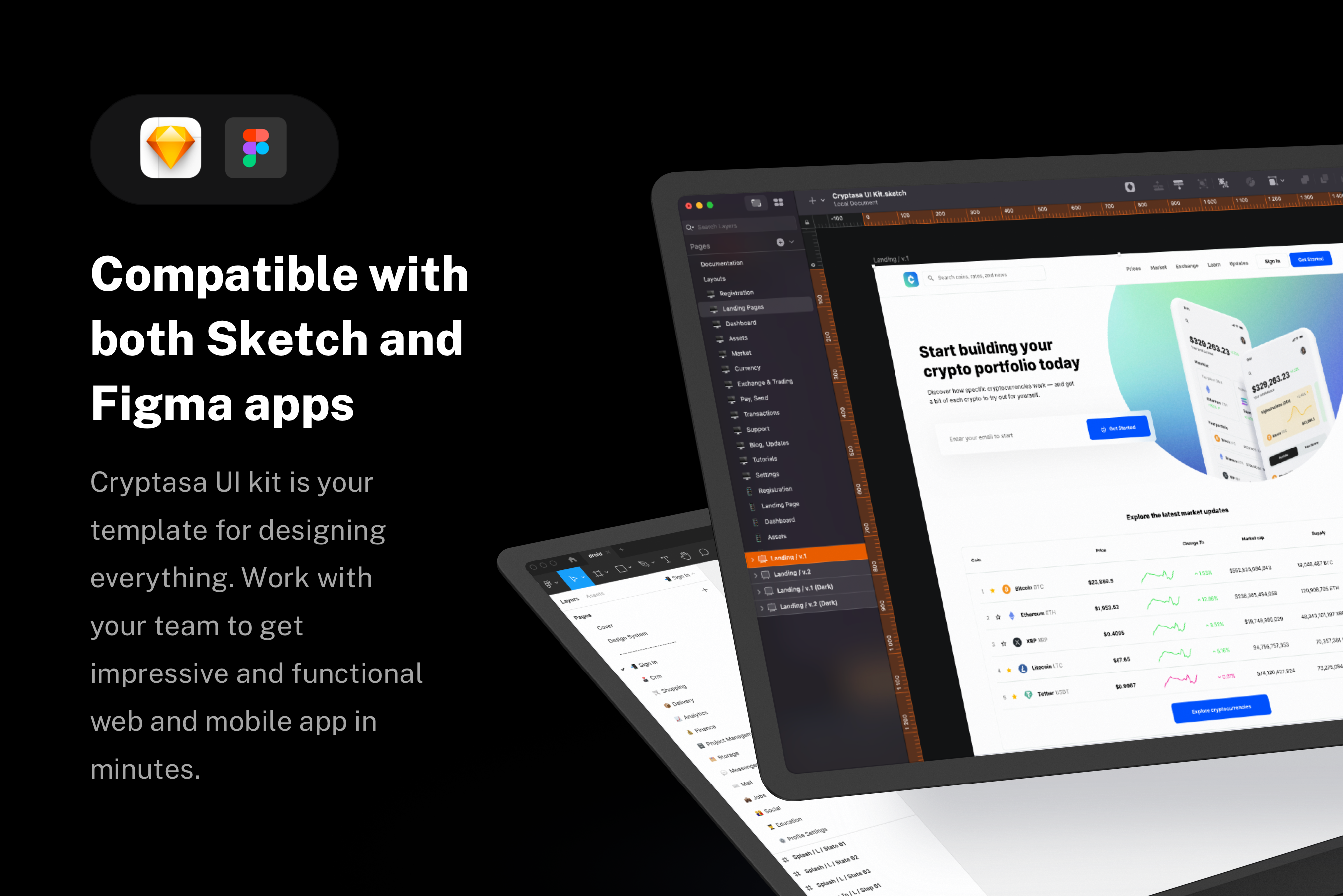 Cryptasa - UI Kit Defi (Crypto) Startups - 190 pagine e 334 simboli per le startup DEFI media 7