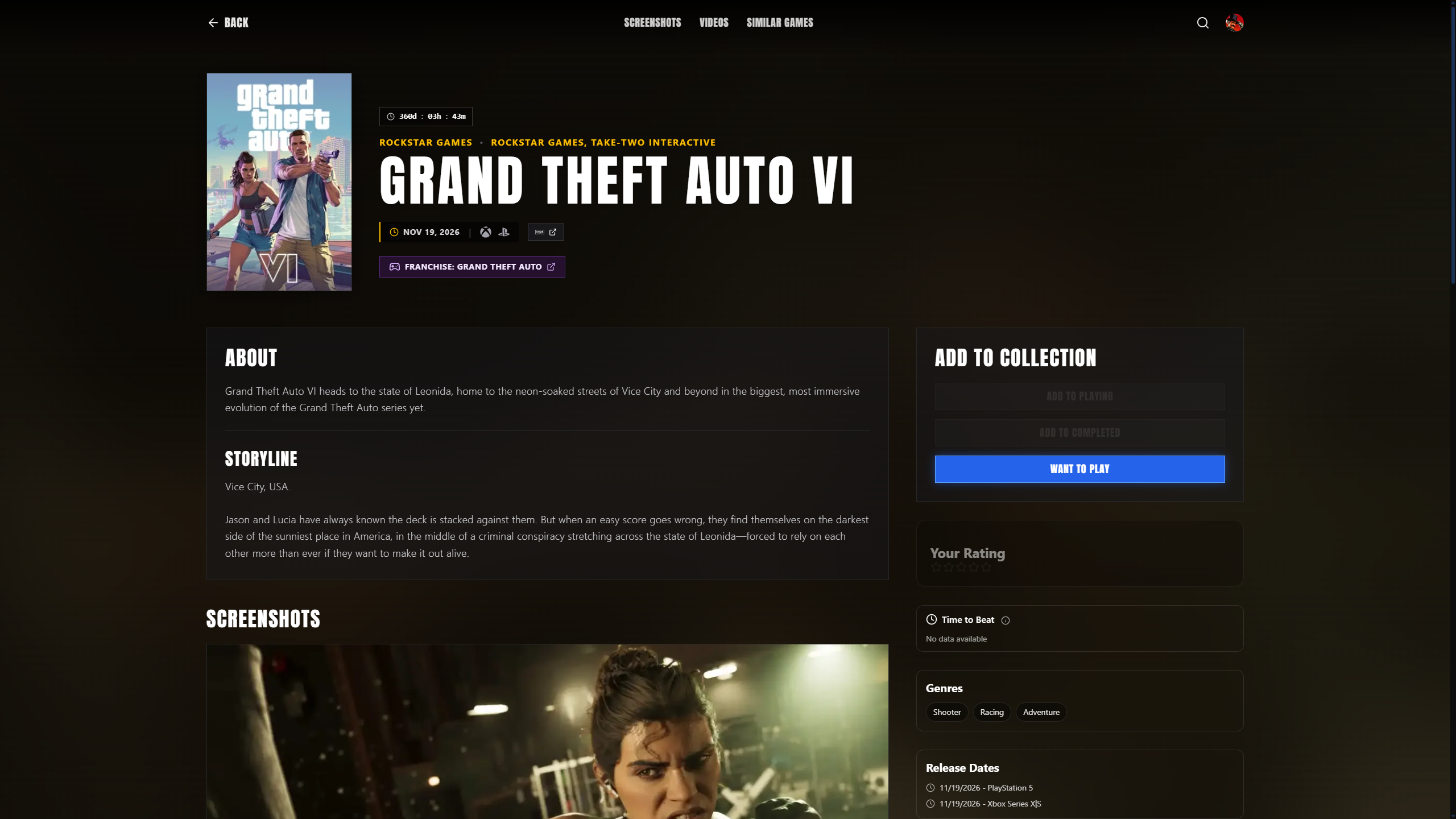 Backlogg - Screenshot 2 showing product features and functionality