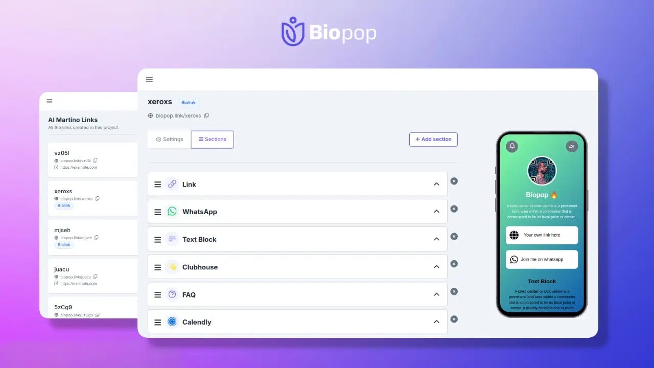 Mídia 1 de Biopop - Conecte seu público a tudo com um link poderoso