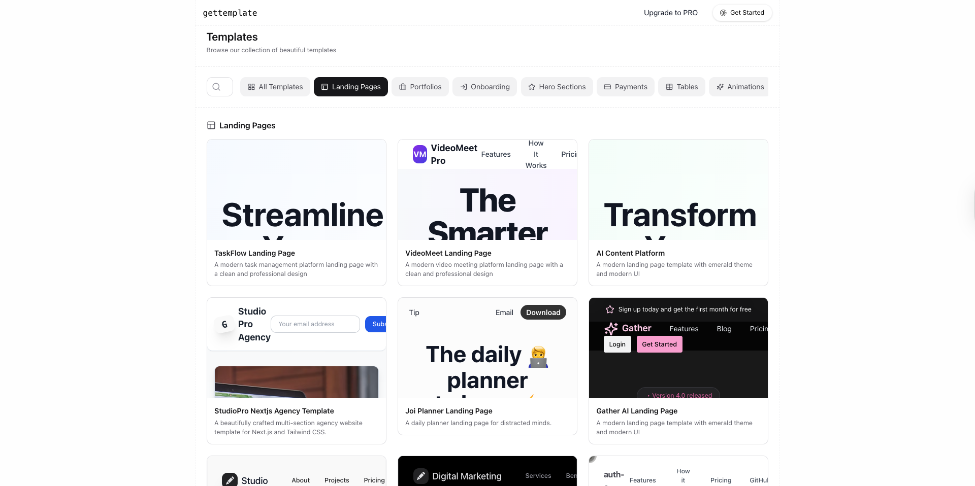 gettemplate - React & Next.js 템플릿, 웹 사이트 구축에 대한 영감 미디어 5