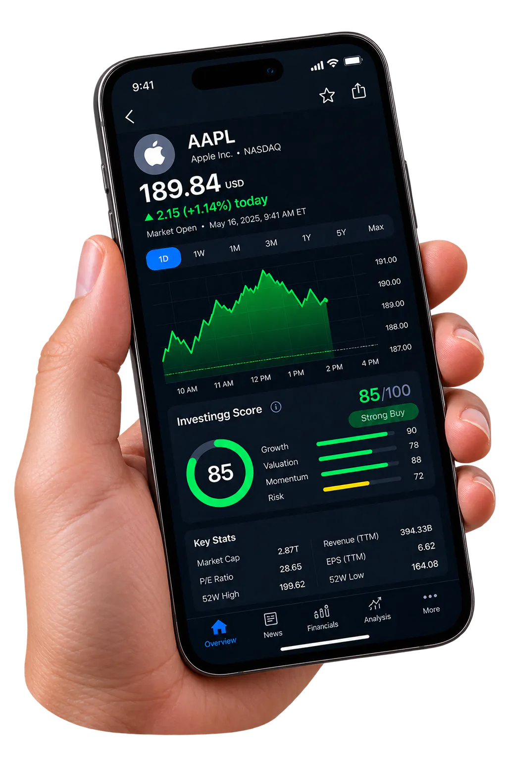 AI-powered equity research assistant screenshot