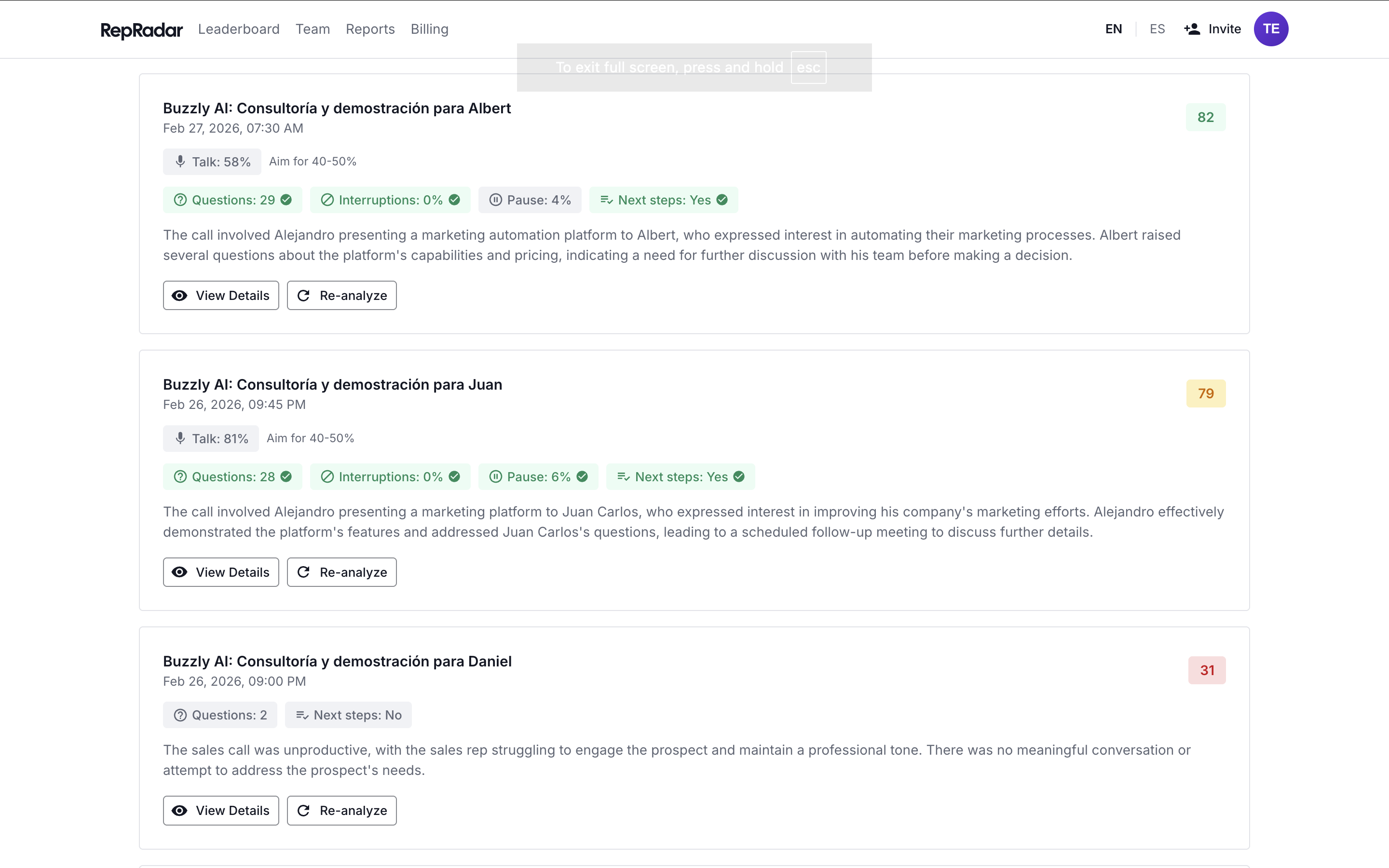 RepRadar - Screenshot 4 showing product features and functionality