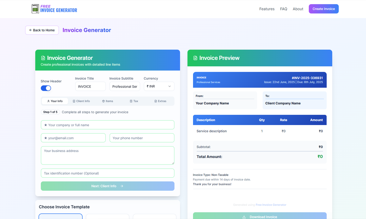 Crear facturas profesionales en línea gratis - Generador de facturas gratuito y calculadora de impuestos para trabajadores independientes media 2