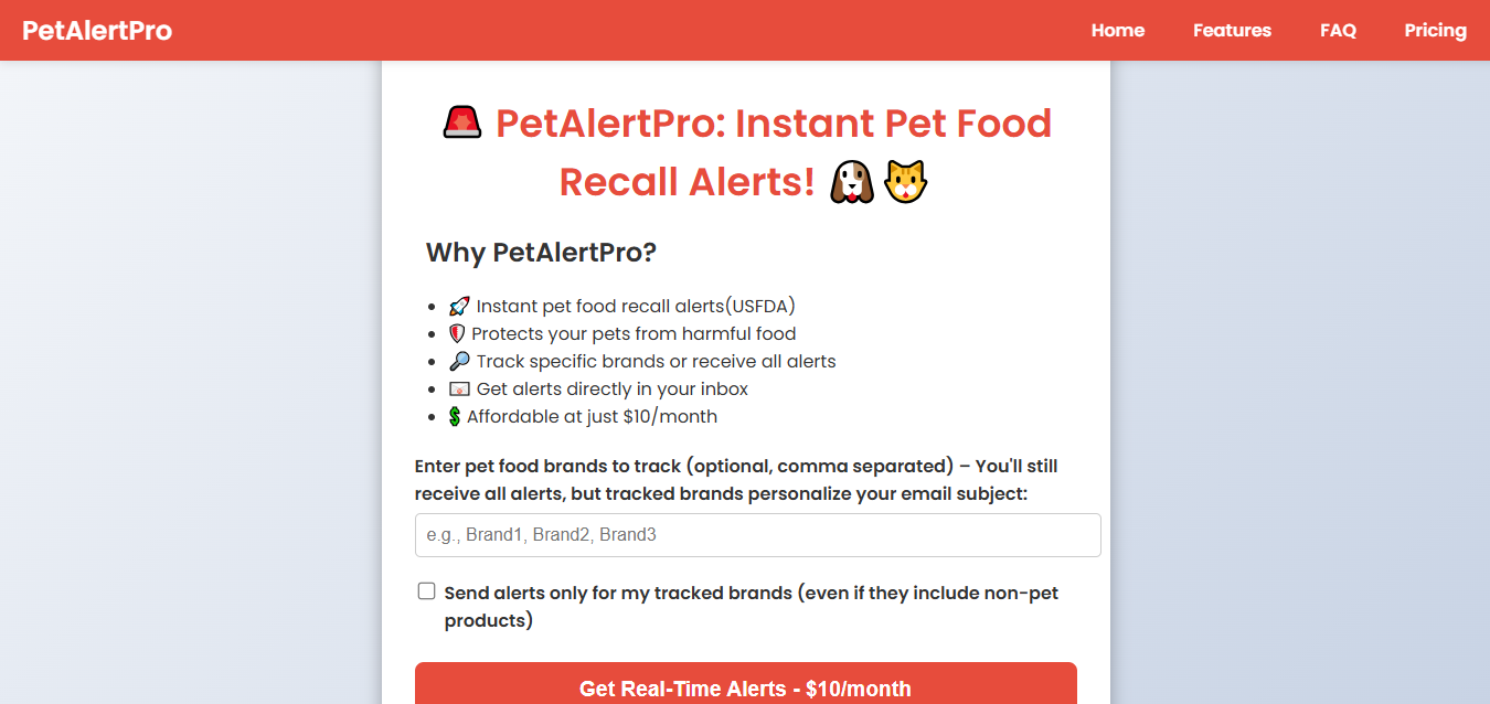 Petalertpro - FDA召回您的宠物食物时立即提醒媒体1