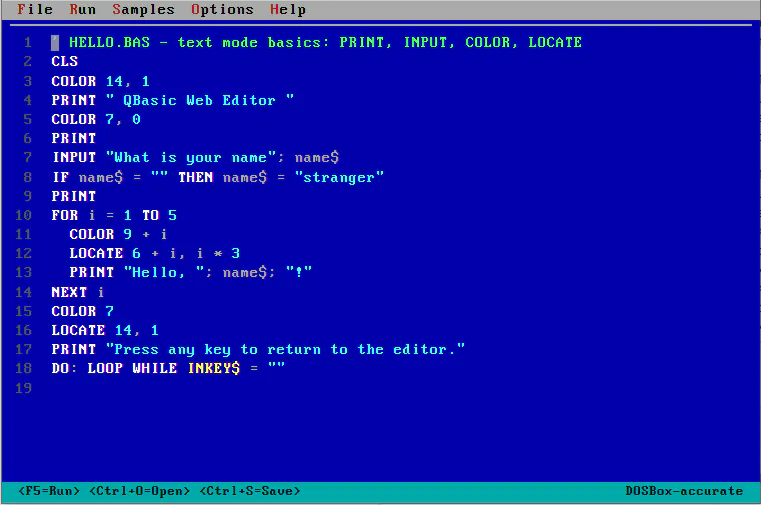 QBasic Web IDE