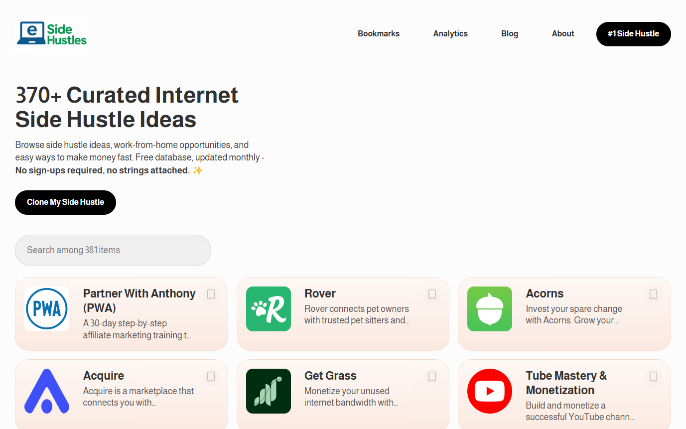 Media E-Sidhustles - Thư mục số 1 cho các ý tưởng về phía internet được quản lý. 1