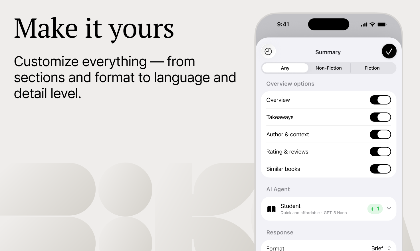 Bookov's AI summaries  - Screenshot 5 showing product features and functionality
