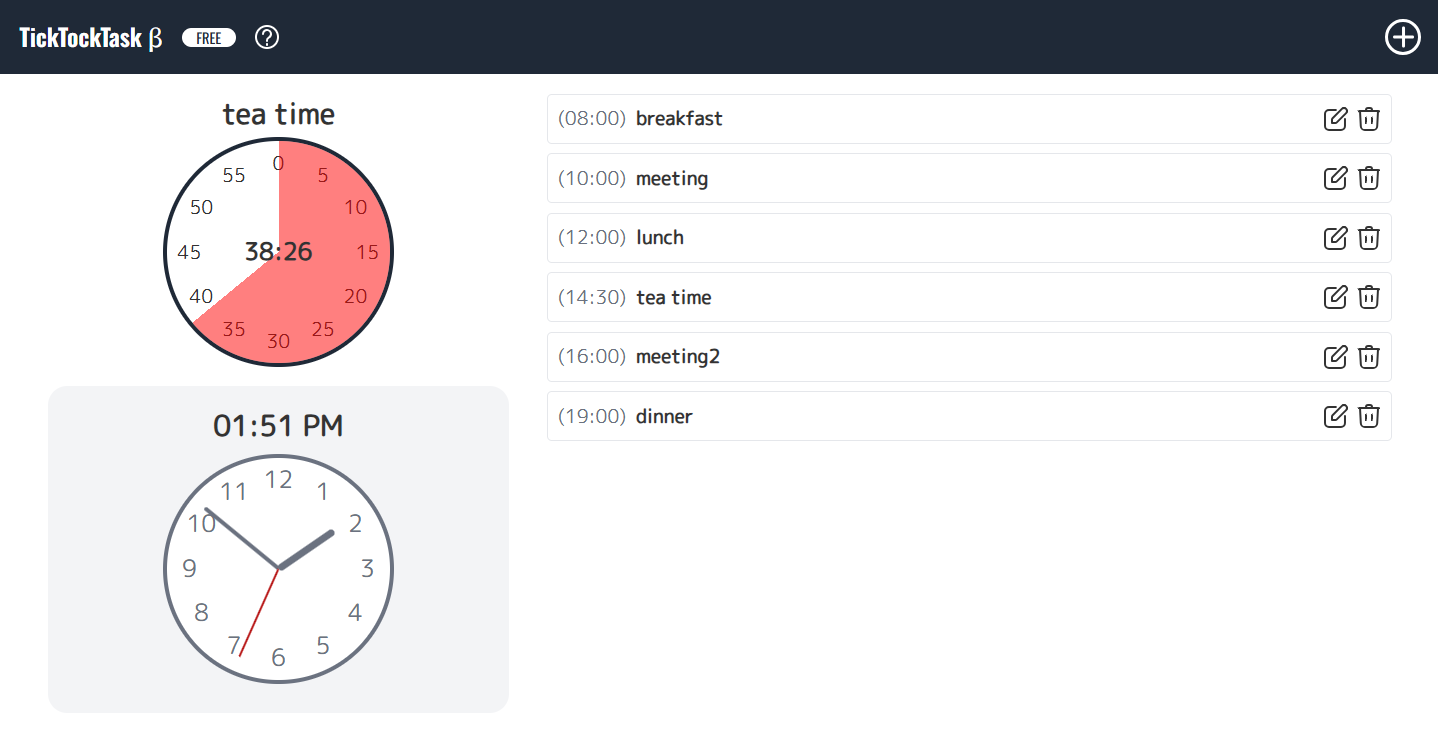 TicktockTask - Rimani sulla buona strada con conto alla rovescia delle attività e orologi in tempo reale. media 2