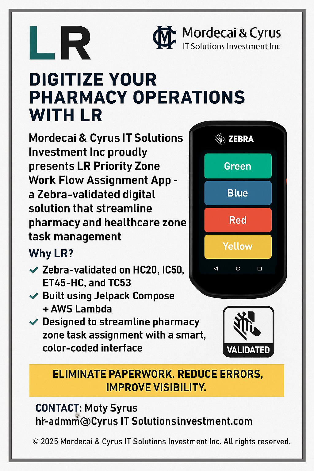 Aplicación de automatización de farmacia LR - Aplicación valorada en cebra para automatizar las zonas de tareas de farmacia. media 1