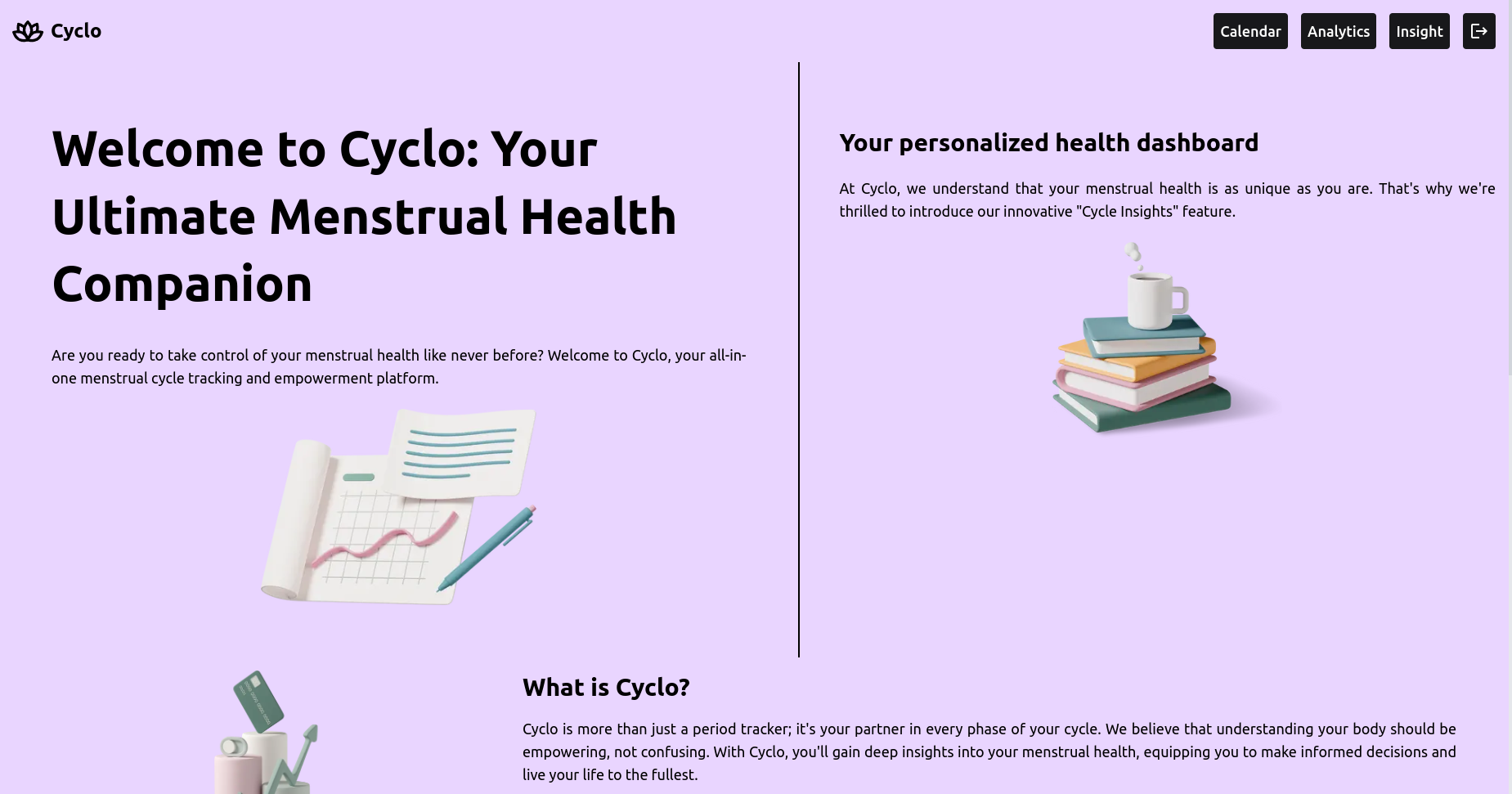 وسائط Cyclo - تطبيق ويب تتبع الفترة وتتبع الإباضة 1