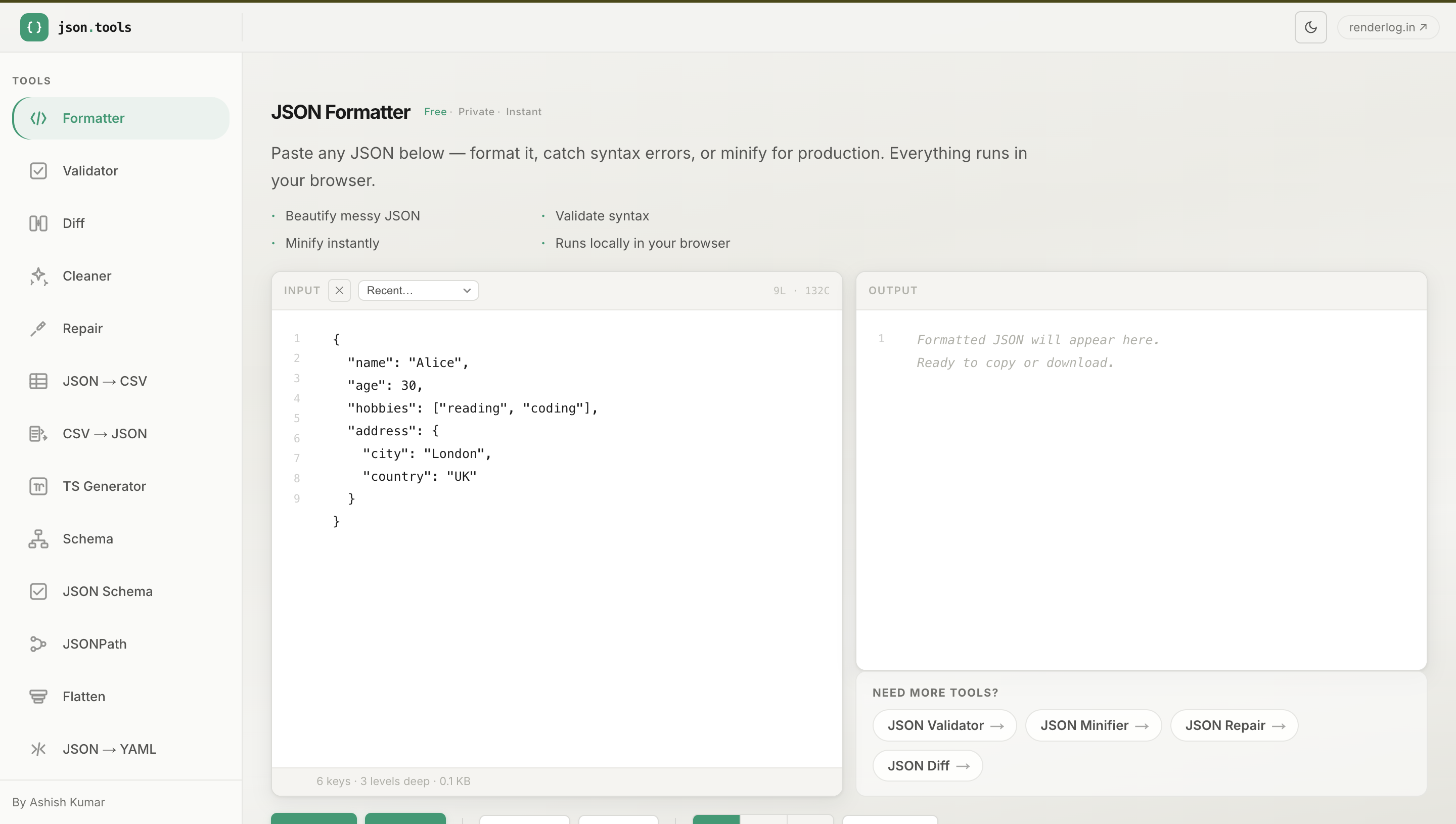 JSON Tools by Renderlog gallery image