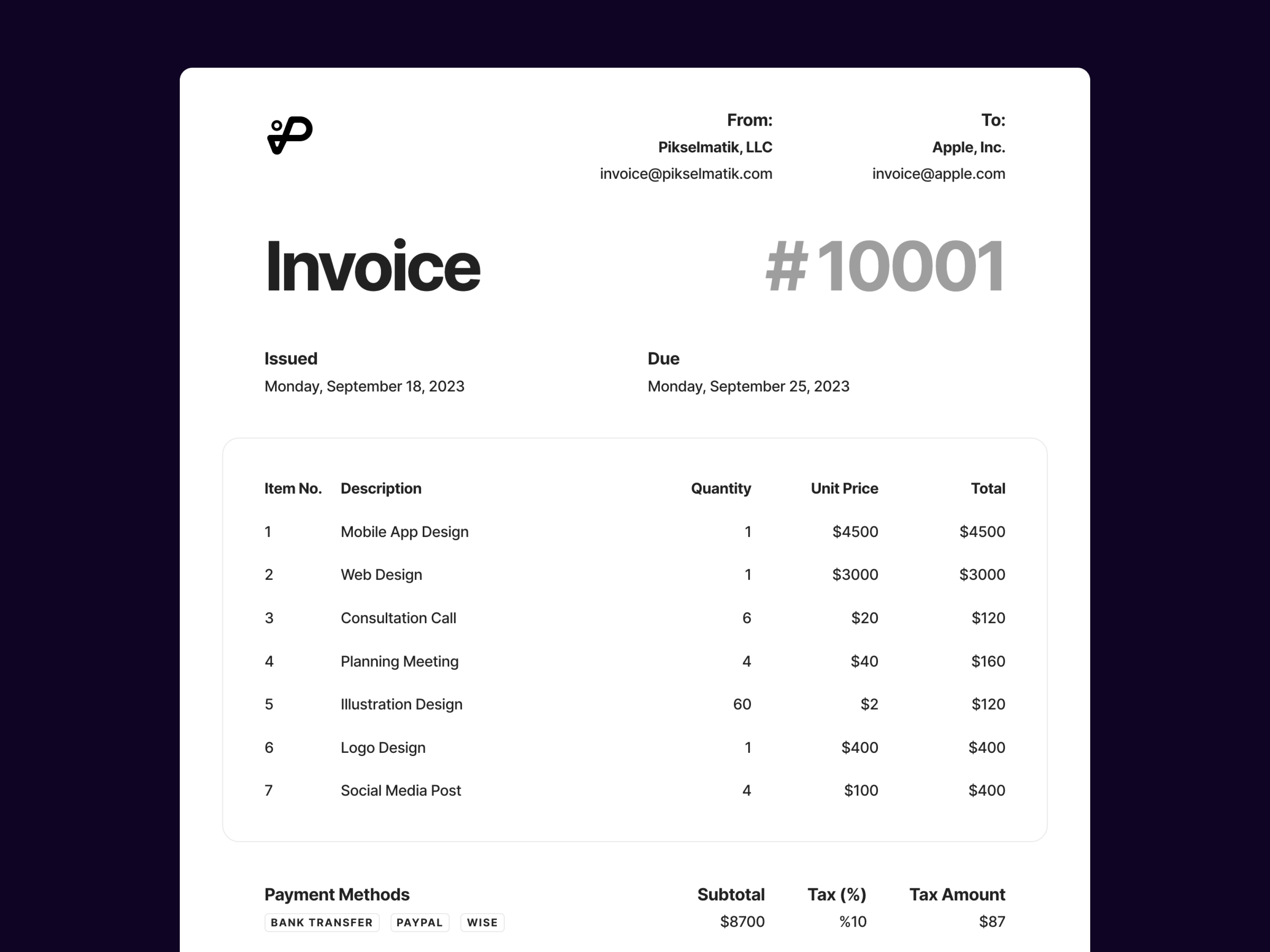 startuptile Invoicy — Easy Invoice Template-invoice invoice template framer template 