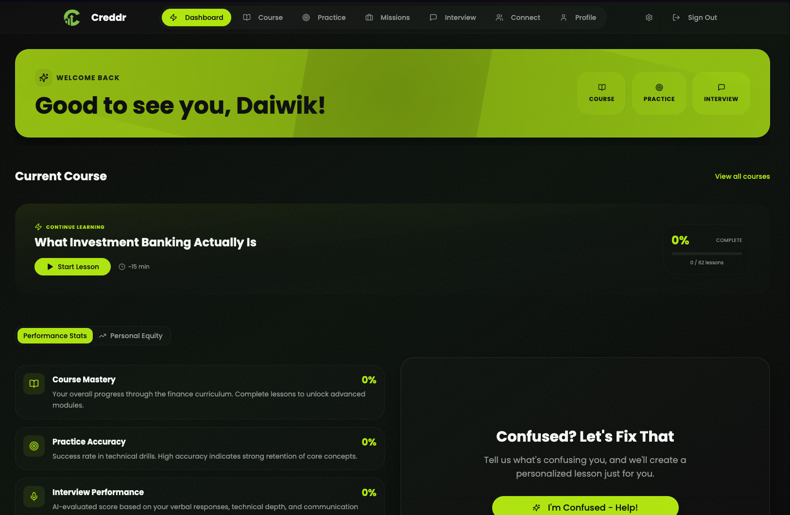 Creddr - The Duolingo of finance - Screenshot 2 showing product features and functionality